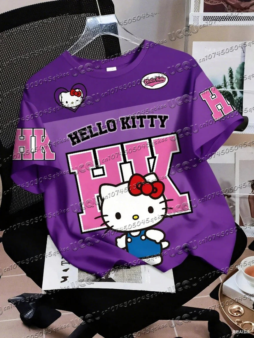 Men's Boys' Casual Sporty Hello Kitty 3D Print Graphic T-Shirt Girl Round Neck Tee Outdoor Sports Adult Women's  T-shirt