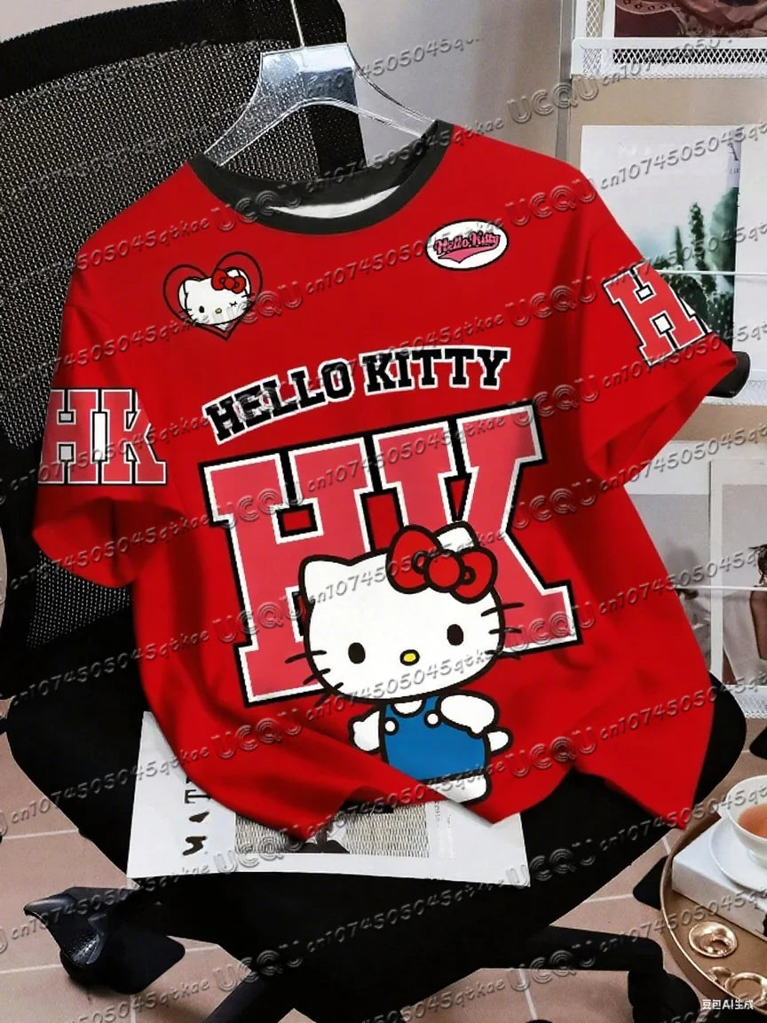 Men's Boys' Casual Sporty Hello Kitty 3D Print Graphic T-Shirt Girl Round Neck Tee Outdoor Sports Adult Women's  T-shirt
