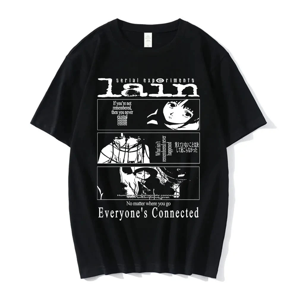 Anime Serial Experiments Lain T-Shirt Men Women Graphic T Shirts Unisex Iwakura Manga Girl Sci Fi Short Sleeve Tee Tops 62463