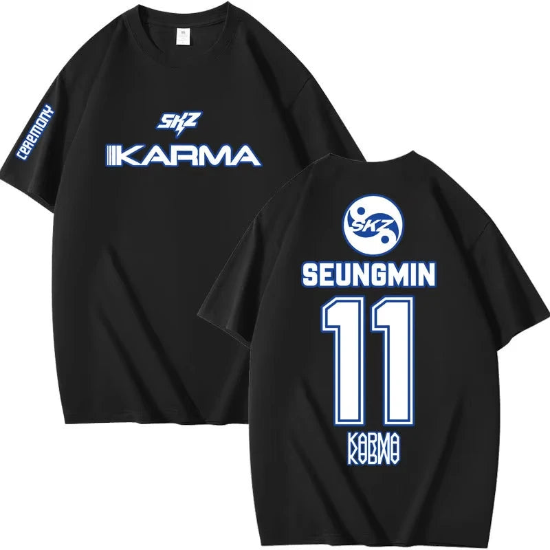 KPOP KARMA Short Sleeve T Shirt Women Men Harajuku Tops Vintage Aesthetic Graphics Tshirt Cotton Tees Streetwear
