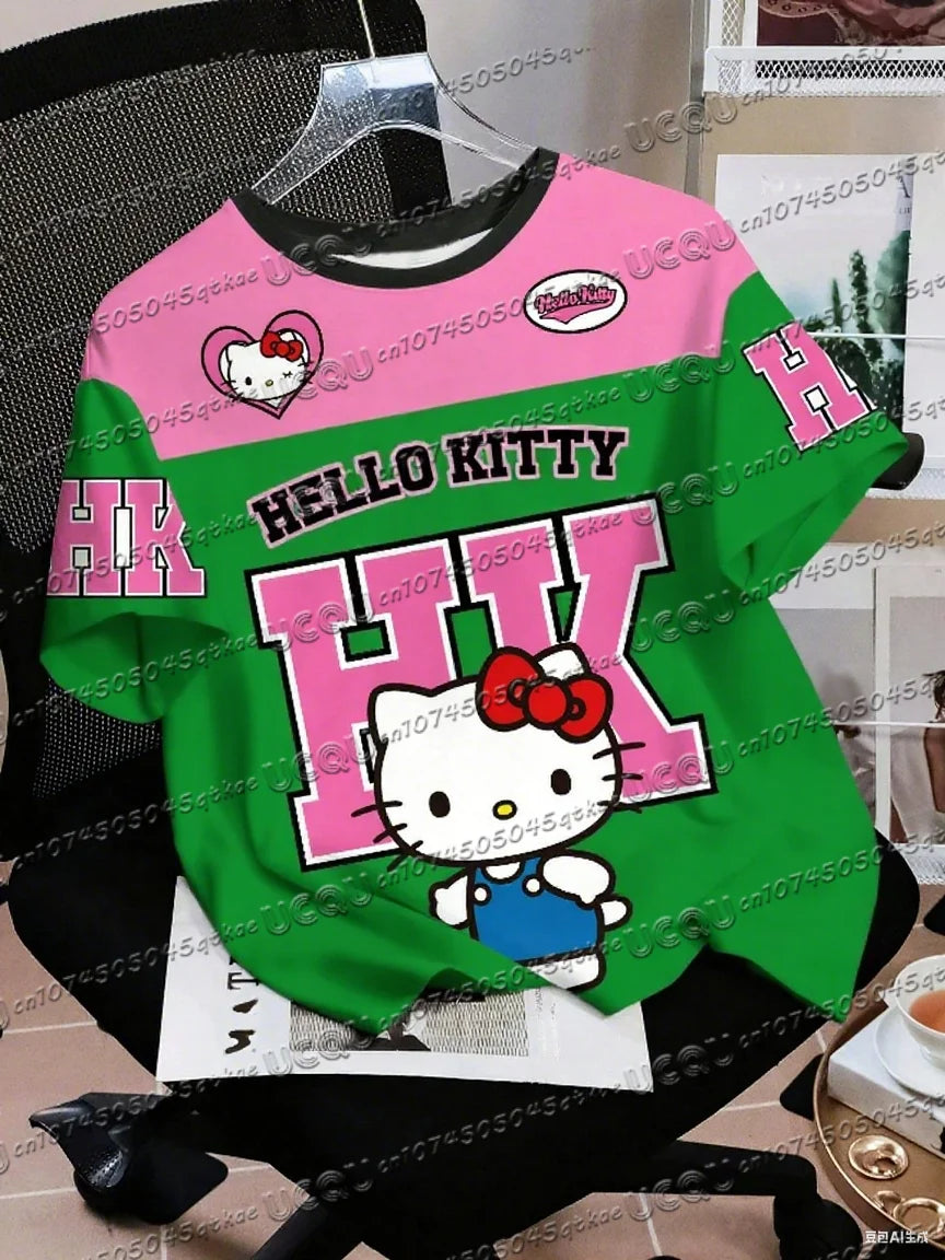 Men's Boys' Casual Sporty Hello Kitty 3D Print Graphic T-Shirt Girl Round Neck Tee Outdoor Sports Adult Women's  T-shirt