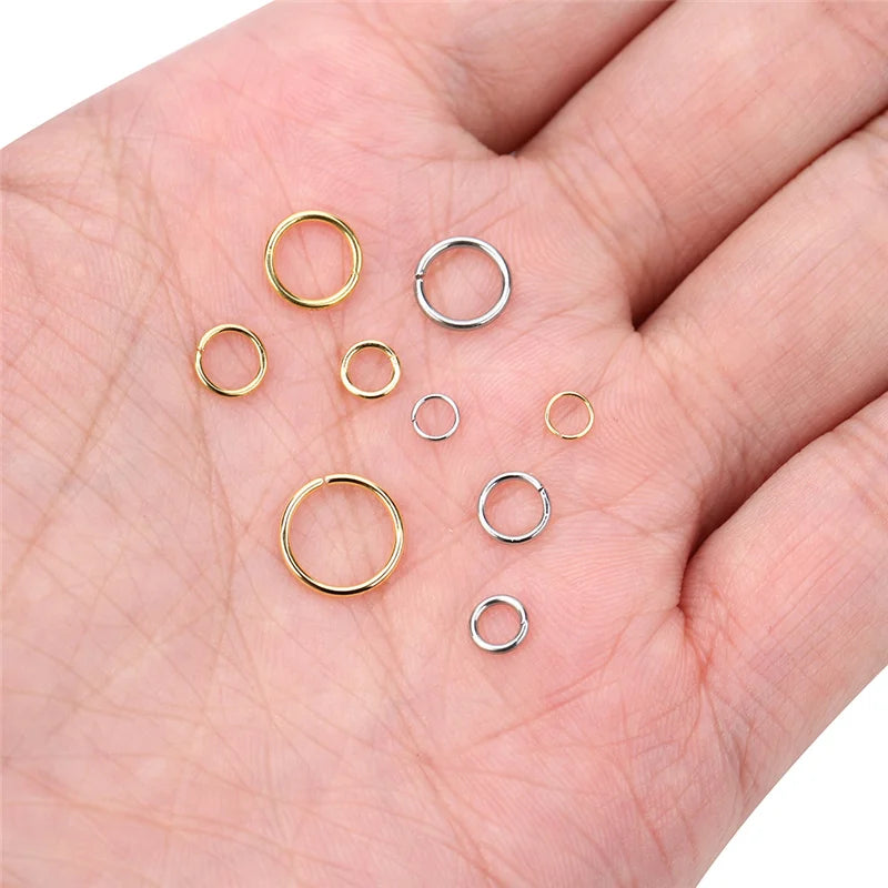 100pcs PVD Never Fade Stainless Steel Open Jump Rings 4/5/6/8/10mm Split Rings Connectors Necklace Bracelet Jewelry Accessories