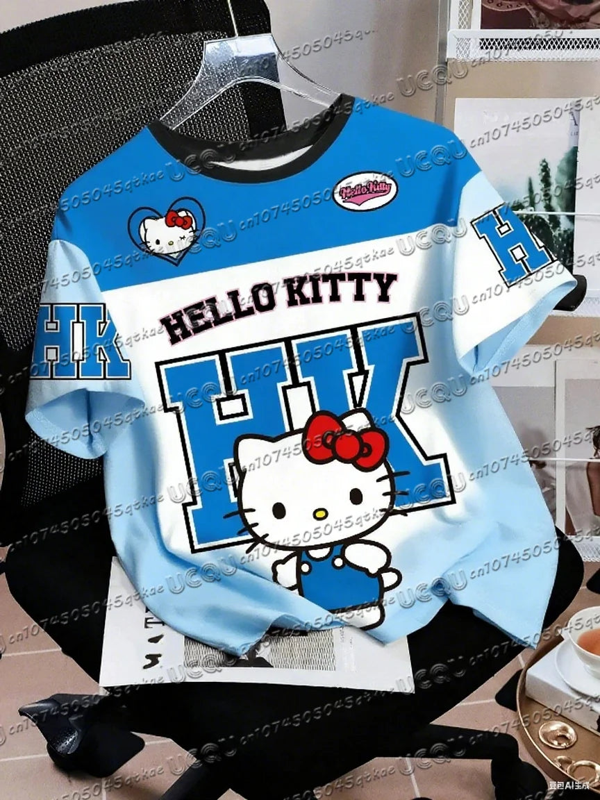 Men's Boys' Casual Sporty Hello Kitty 3D Print Graphic T-Shirt Girl Round Neck Tee Outdoor Sports Adult Women's  T-shirt