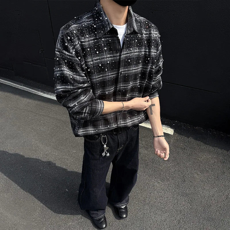 LUZHEN Social Elegant Plaid Printed Long Sleeve Shirts Coat Men's 2025 Spring High Quality Fashion Korean Casual Clothes JY3417