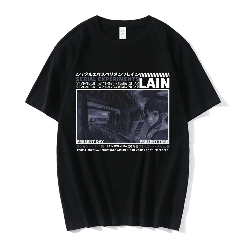 Anime Serial Experiments Lain T-Shirt Men Women Graphic T Shirts Unisex Iwakura Manga Girl Sci Fi Short Sleeve Tee Tops 62463