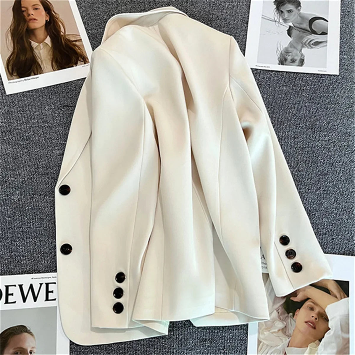 2025 Women Jacket New in Korean Fashion Small Suit Top Brown Suit Coat Clothes Loose Straight Temperament Slim Blazer for Women