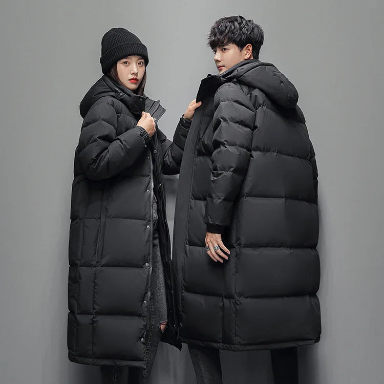 New Winter Fashion Youth Middle and Long Clothes Men'S Korean Version Popular Bread Down Cotton Thickened Warm Coat Boy