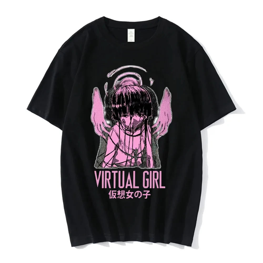 Anime Serial Experiments Lain T-Shirt Men Women Graphic T Shirts Unisex Iwakura Manga Girl Sci Fi Short Sleeve Tee Tops 62463