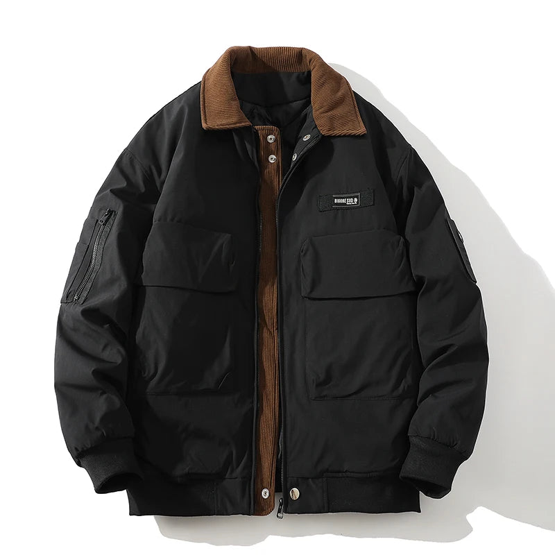 New Men Winter Jackets Thick Warm Coat 2025 Mens Streetwear Hip Hop Short Parkas Korean Black Clothes Puffer Windbreaker