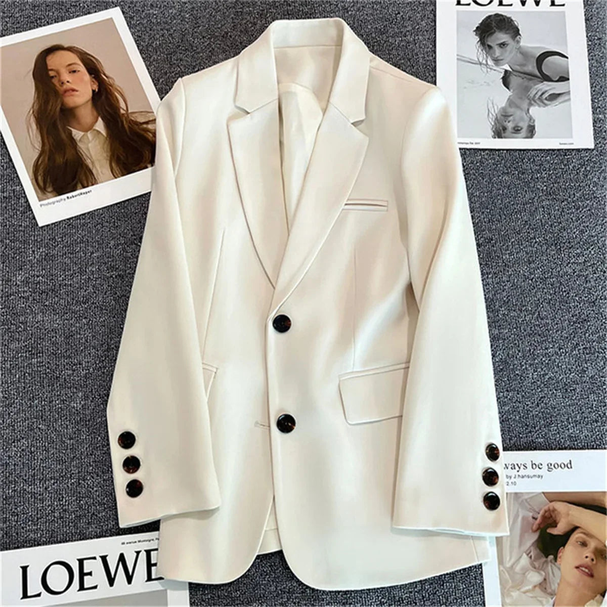 2025 Women Jacket New in Korean Fashion Small Suit Top Brown Suit Coat Clothes Loose Straight Temperament Slim Blazer for Women