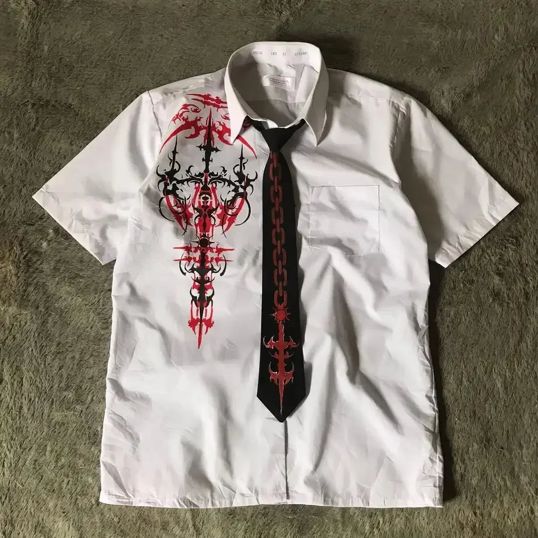 Y2K White Shirt Affliction Retro T Shirt Harajuku Men Skull Holy Writ Letter Printing Tee Fashion Gothic Short Sleeves Tops