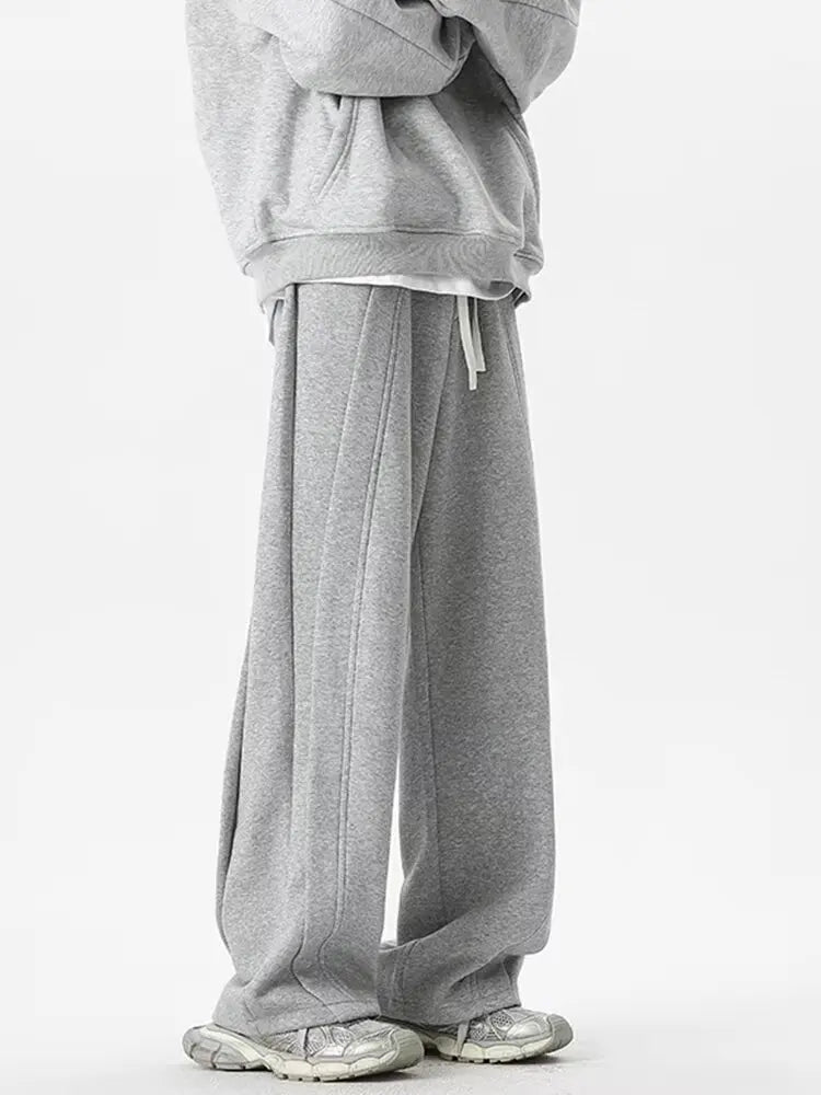Korean Wide-leg Sweatpants Man Loose Casual Solid Color Male Pants Streetwear Clothes 2024 Spring Autumn Fashion sweatpant men