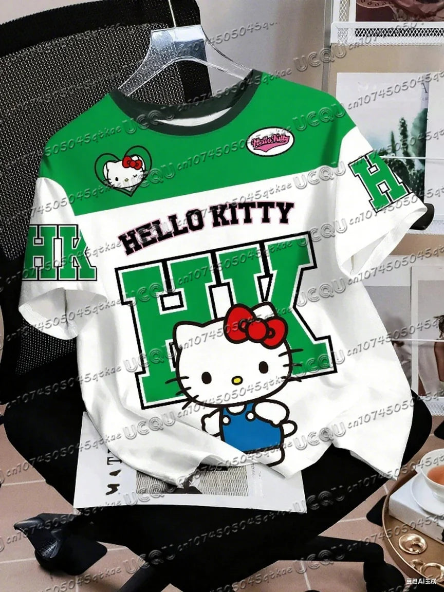 Men's Boys' Casual Sporty Hello Kitty 3D Print Graphic T-Shirt Girl Round Neck Tee Outdoor Sports Adult Women's  T-shirt