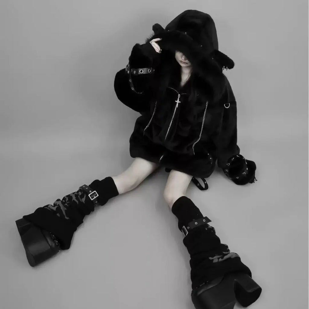 New in coats & jackets, Y2k Women's Zip-up Skull Print Hoodies, woman clothing hoodie,korean popular clothes, Harajuku Coat