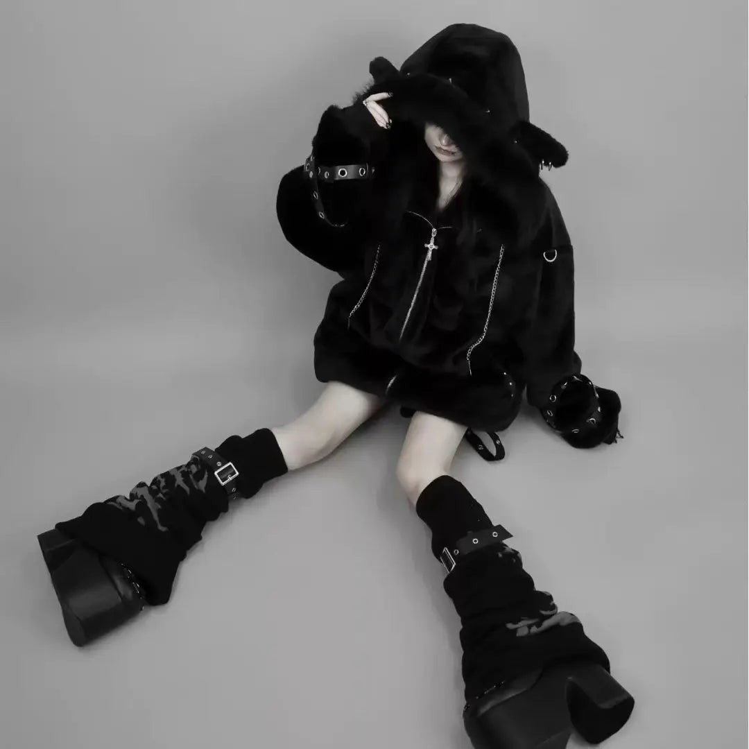 New in coats & jackets, Y2k Women's Zip-up Skull Print Hoodies, woman clothing hoodie,korean popular clothes, Harajuku Coat