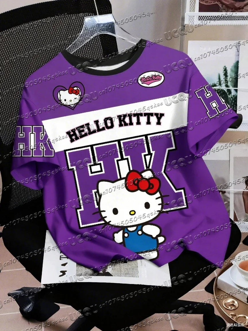 Men's Boys' Casual Sporty Hello Kitty 3D Print Graphic T-Shirt Girl Round Neck Tee Outdoor Sports Adult Women's  T-shirt