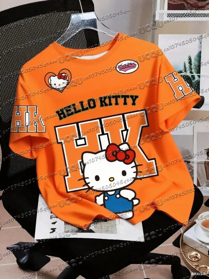 Men's Boys' Casual Sporty Hello Kitty 3D Print Graphic T-Shirt Girl Round Neck Tee Outdoor Sports Adult Women's  T-shirt