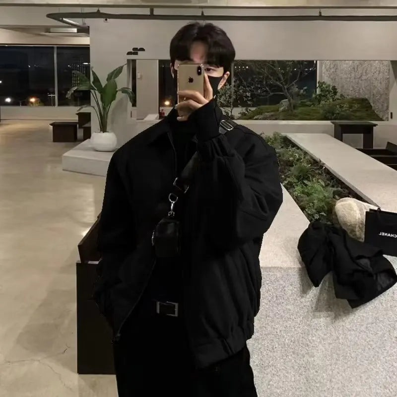 Men's Jacket Suede Vintage High Street Lightweight Jacket Long Sleve Outerwear Spring Autumn Fashion Streetwear Coat Man Clothes