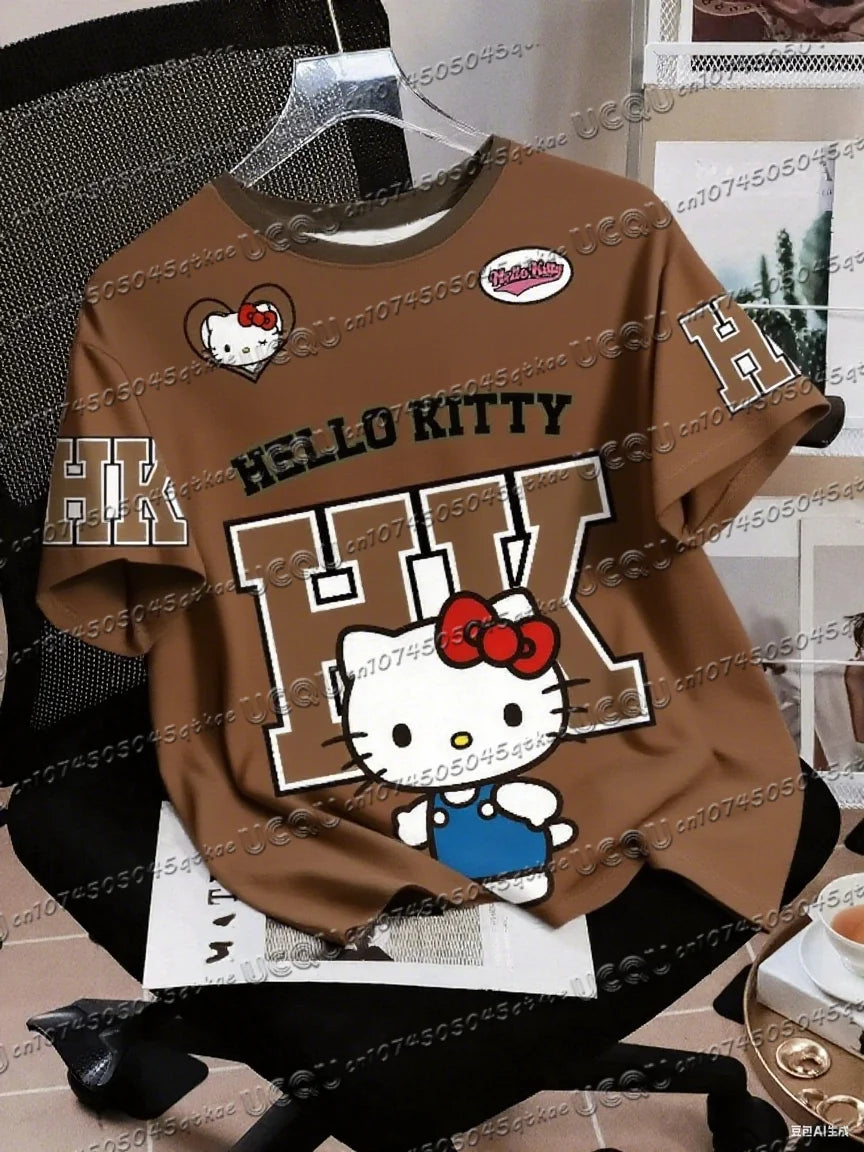 Men's Boys' Casual Sporty Hello Kitty 3D Print Graphic T-Shirt Girl Round Neck Tee Outdoor Sports Adult Women's  T-shirt