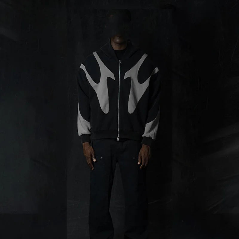 American  Retro Letter Printed Devil Pattern Hoodie Y2k Harajuku Casual Couple Zipper Hoodies Sweatshirt Fashion men's Clothing