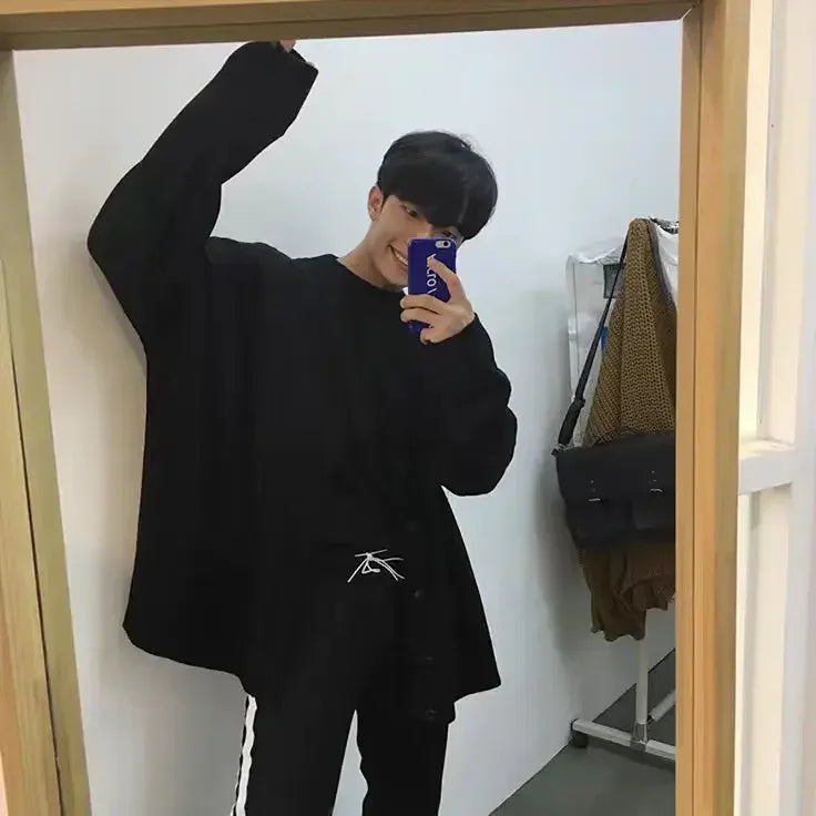 Knitted Sweaters For Men Solid Color White Man Clothes Coat Plain Jacket Cardigan X Korean 2025 Autumn Elegant Comfortable S A