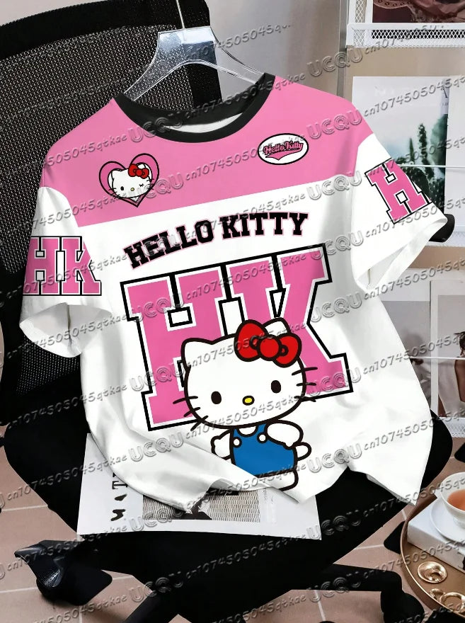 Men's Boys' Casual Sporty Hello Kitty 3D Print Graphic T-Shirt Girl Round Neck Tee Outdoor Sports Adult Women's  T-shirt