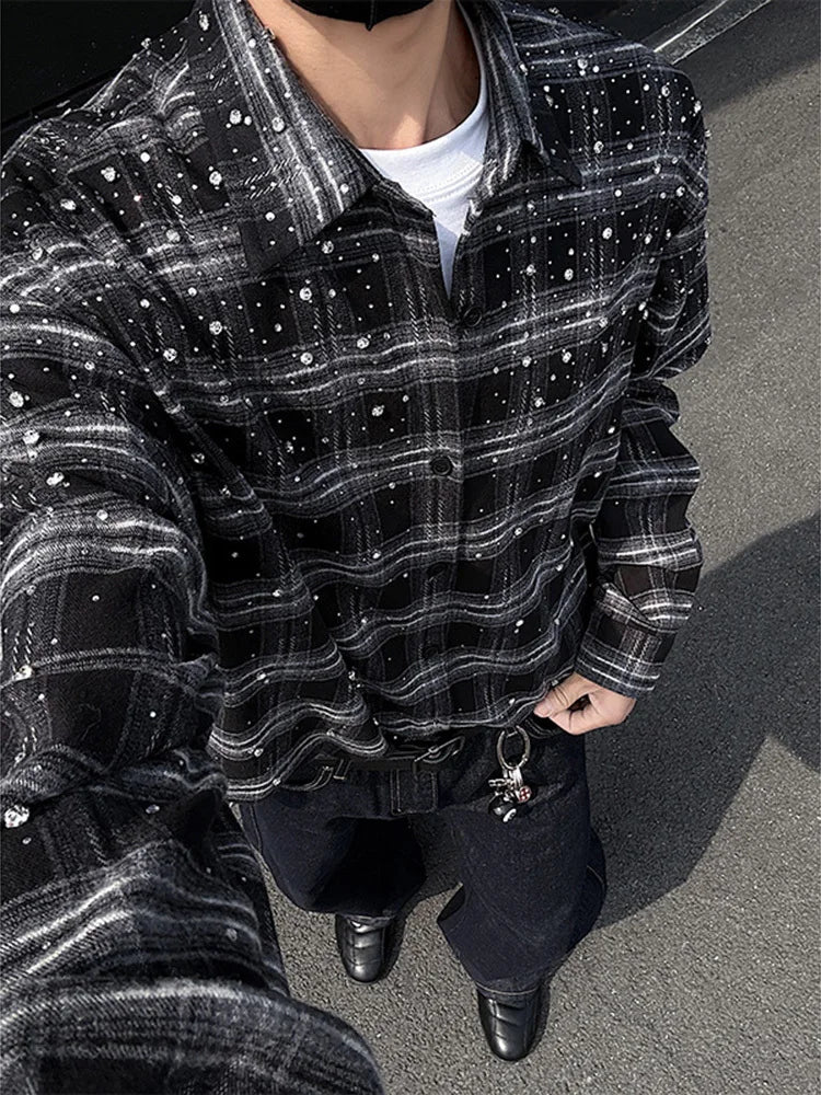 LUZHEN Social Elegant Plaid Printed Long Sleeve Shirts Coat Men's 2025 Spring High Quality Fashion Korean Casual Clothes JY3417