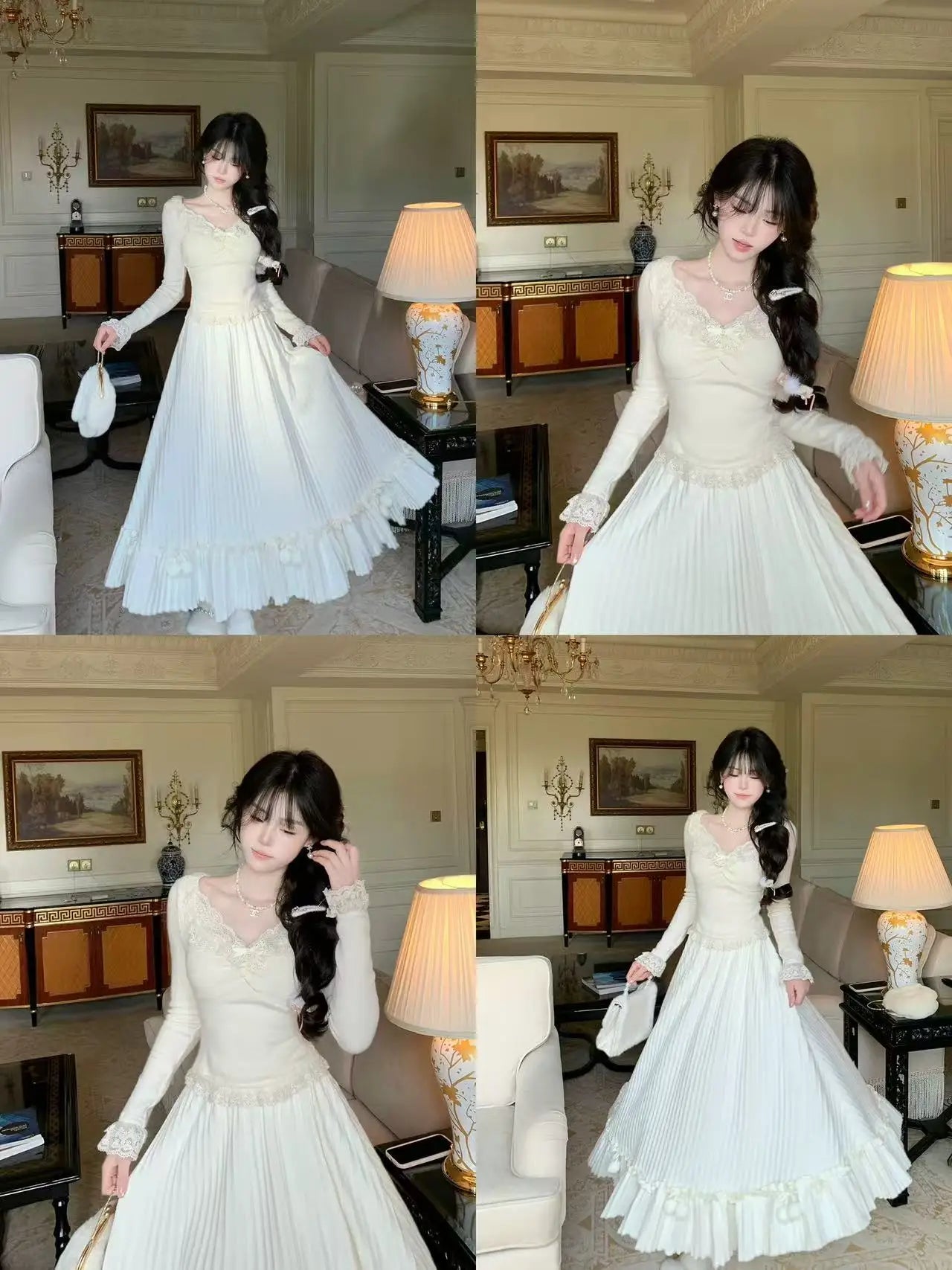 Winter Sweet Elegant Knit 2 Peice Sets Woman Y2k Sexy Lace Design Cute Warm Sweater Suit Feamale Princess Korean Popular Clothes