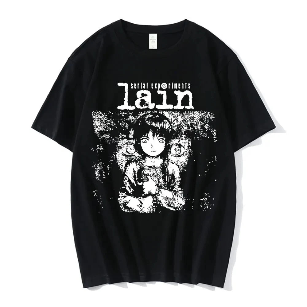 Anime Serial Experiments Lain T-Shirt Men Women Graphic T Shirts Unisex Iwakura Manga Girl Sci Fi Short Sleeve Tee Tops 62463