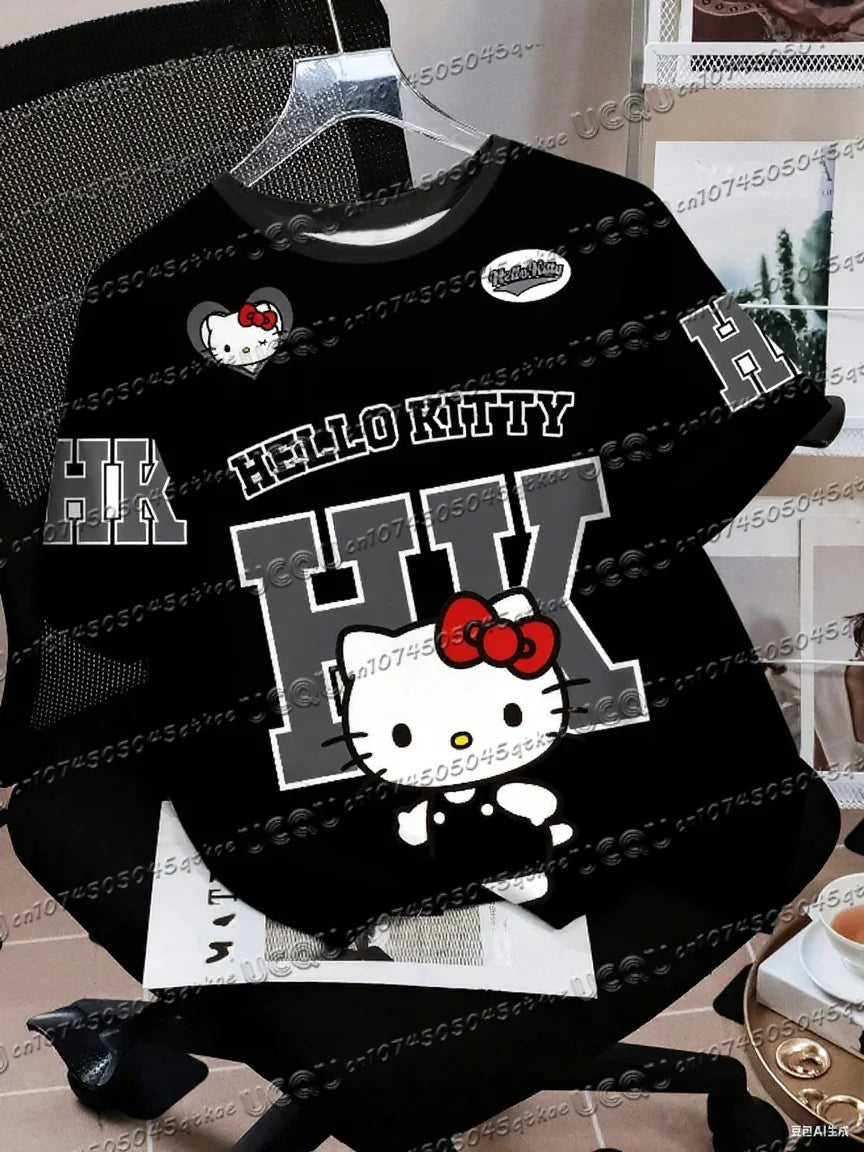 Men's Boys' Casual Sporty Hello Kitty 3D Print Graphic T-Shirt Girl Round Neck Tee Outdoor Sports Adult Women's  T-shirt