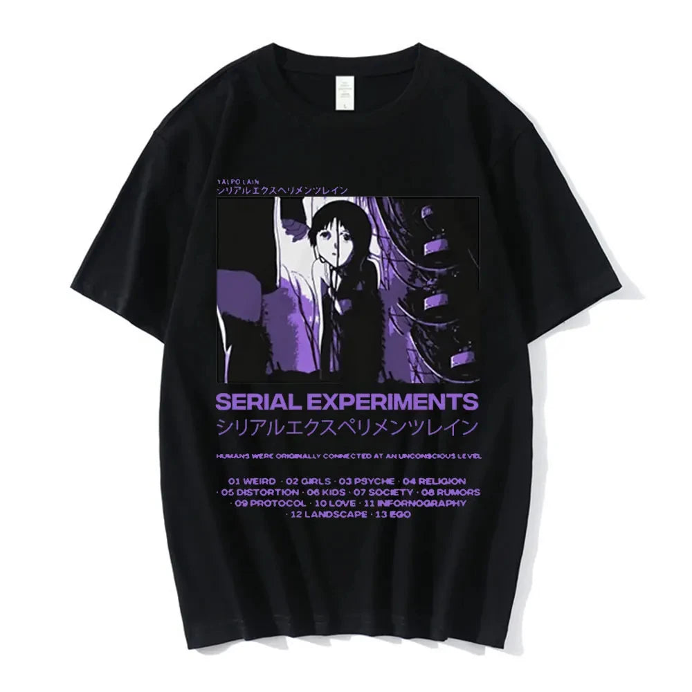 Anime Serial Experiments Lain T-Shirt Men Women Graphic T Shirts Unisex Iwakura Manga Girl Sci Fi Short Sleeve Tee Tops 62463