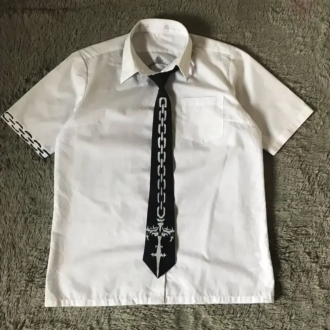 Y2K White Shirt Affliction Retro T Shirt Harajuku Men Skull Holy Writ Letter Printing Tee Fashion Gothic Short Sleeves Tops