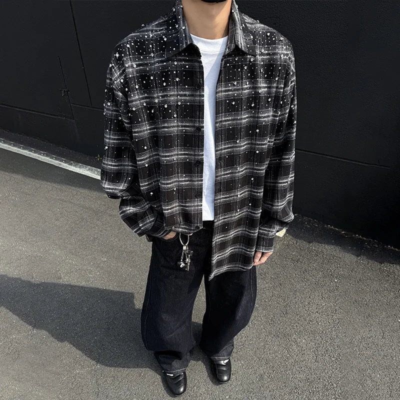 LUZHEN Social Elegant Plaid Printed Long Sleeve Shirts Coat Men's 2025 Spring High Quality Fashion Korean Casual Clothes JY3417