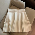 Pleated Mini Skirts Korean Sweet Knitted Skirts Sweet Elastic Waist Ladies Casual Youthful For Women's Clothes Solid Fashion New