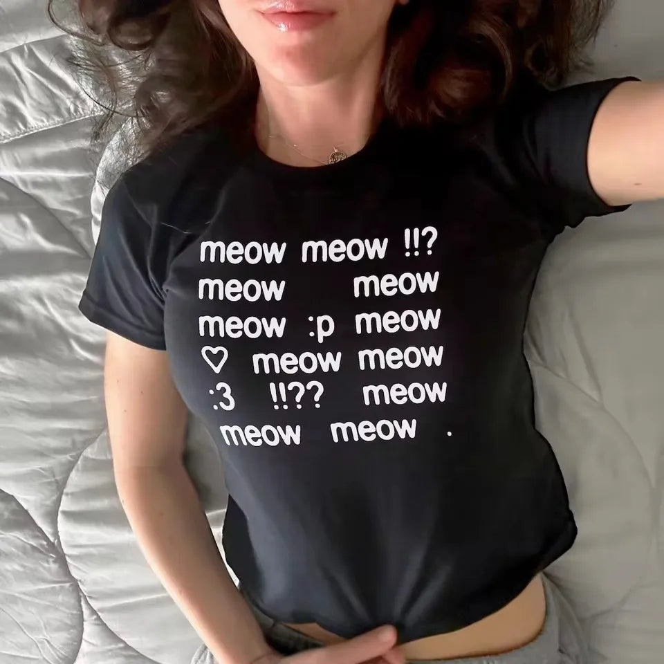 Letter Graphic Print Grunge Vintage Short Sleeve T-Shirt Y2k Style Slim Crop Top Streetwear Hip Hop Halter tops 90s Women's Tops