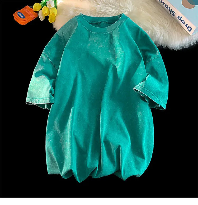 Quality Oversized Acid Washed Y2K T Shirt men Vintage T-shirts Streetwear Mineral Wash Tee Shirts boy Loose Luxury Brand Tops