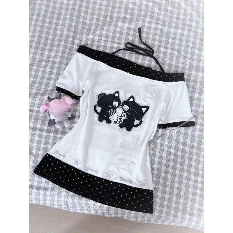 2025 Ropa Mujer T-Shirts Women Clothes Short Sleeve Lace O-neck Sweet Tees Fashion Casual Summer Tshirt Korean Camisetas Kawaii