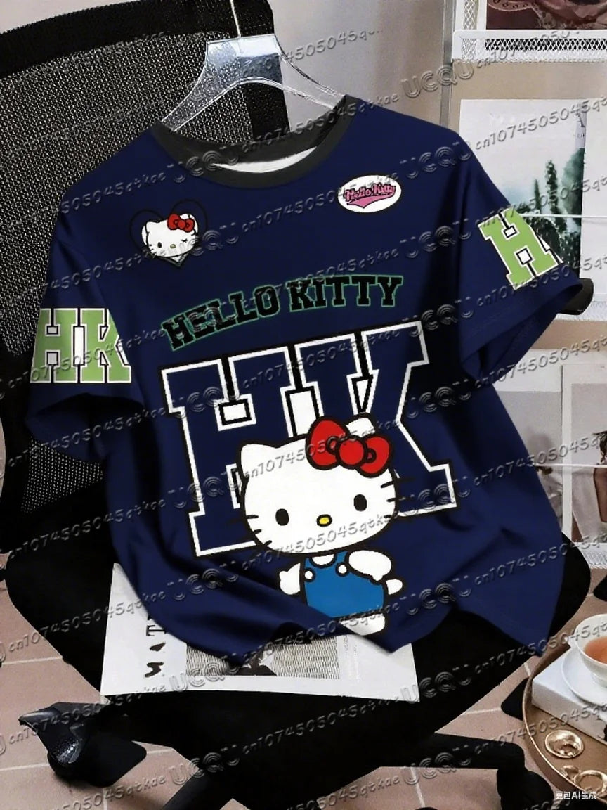 Men's Boys' Casual Sporty Hello Kitty 3D Print Graphic T-Shirt Girl Round Neck Tee Outdoor Sports Adult Women's  T-shirt