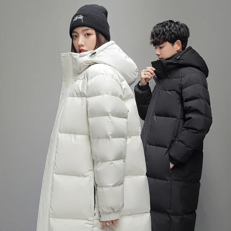 New Winter Fashion Youth Middle and Long Clothes Men'S Korean Version Popular Bread Down Cotton Thickened Warm Coat Boy