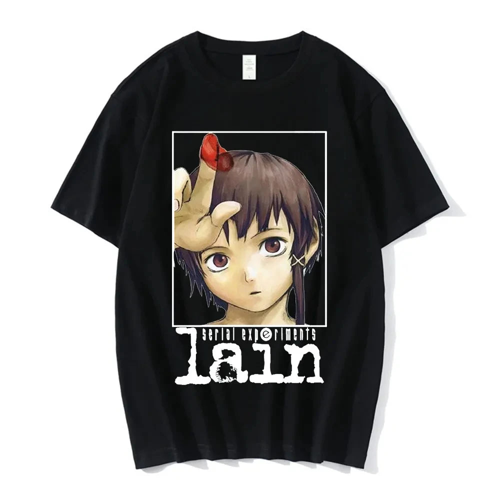 Anime Serial Experiments Lain T-Shirt Men Women Graphic T Shirts Unisex Iwakura Manga Girl Sci Fi Short Sleeve Tee Tops 62463