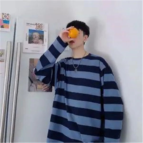 2023 Cool Autumn Fashion Mens Strip T Shirt Korean Hip Hop Casual Tops Women Loose Tops Ulzzang Clothes Males White T Shirts