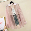 Áo chống nắng cho nữ, áo sơ mi chiffon mỏng xuyên thấu, áo kiểu Harajuku Hàn Quốc rộng rãi, áo khoác cardigan nữ thường ngày. 