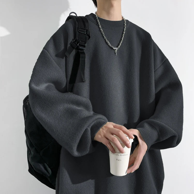 Korean Fashion Sweaters Men Autumn Solid Color Wool Sweaters Slim Fit Men Streetwear Mens Clothes Knitted Sweater Men Pullovers