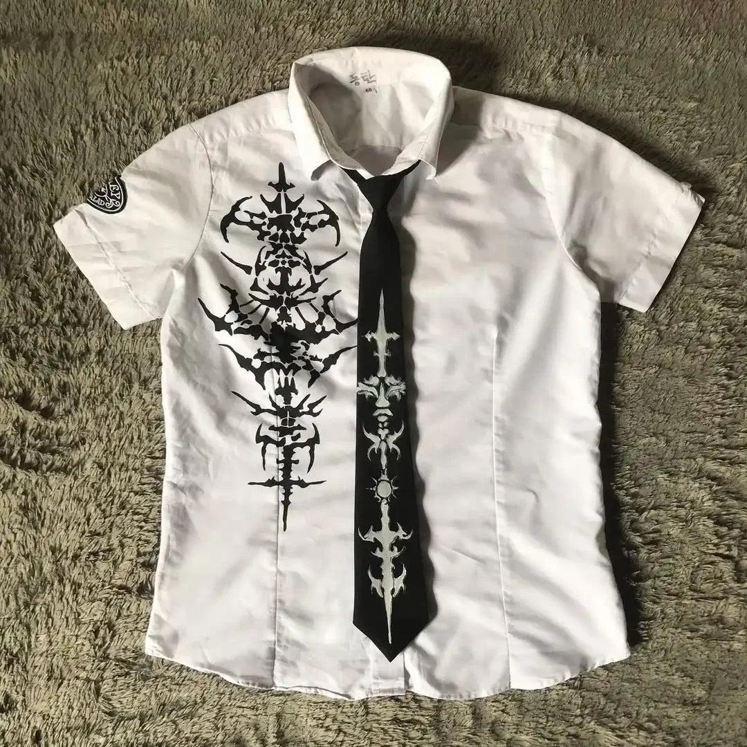 Y2K White Shirt Affliction Retro T Shirt Harajuku Men Skull Holy Writ Letter Printing Tee Fashion Gothic Short Sleeves Tops