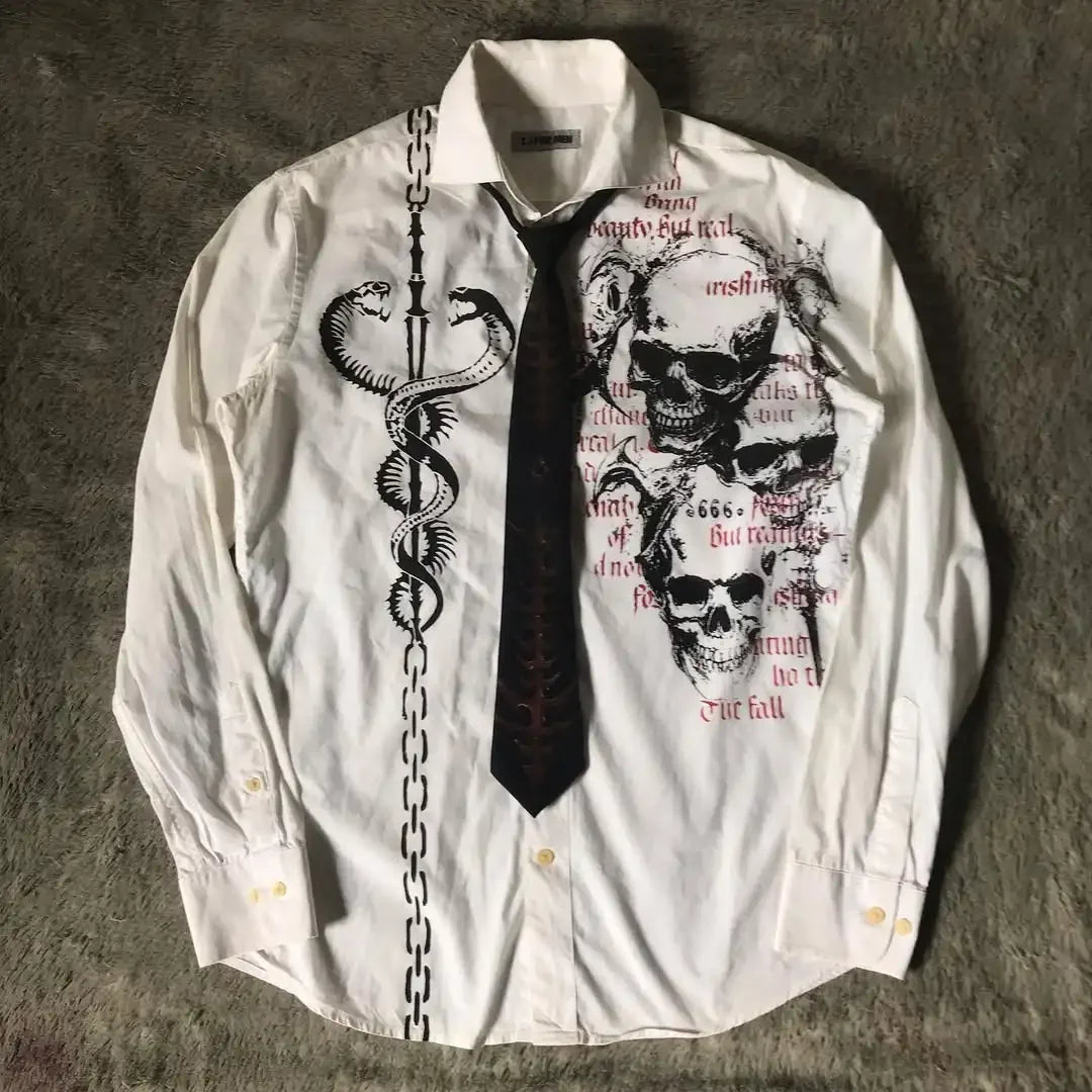 Y2K White Shirt Affliction Retro T Shirt Harajuku Men Skull Holy Writ Letter Printing Tee Fashion Gothic Short Sleeves Tops