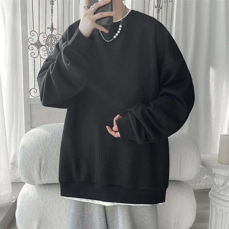 2024 Hoodies Jacquard Sweatshirt Mens White Pullover Streetwear Casual Fashion Clothes Mens Oversized Korean Harajuku T Shirt