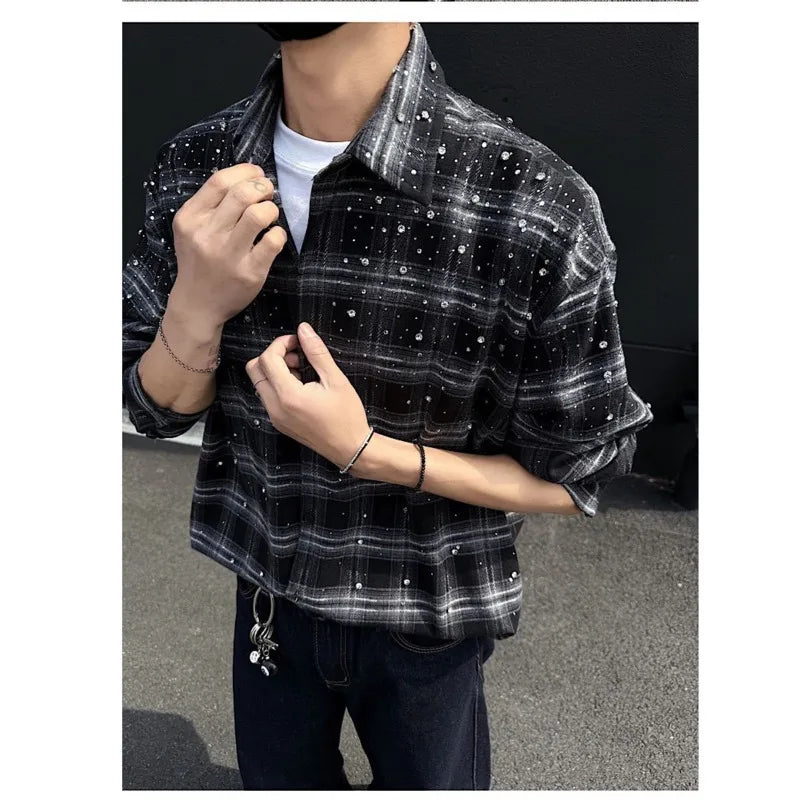 LUZHEN Social Elegant Plaid Printed Long Sleeve Shirts Coat Men's 2025 Spring High Quality Fashion Korean Casual Clothes JY3417