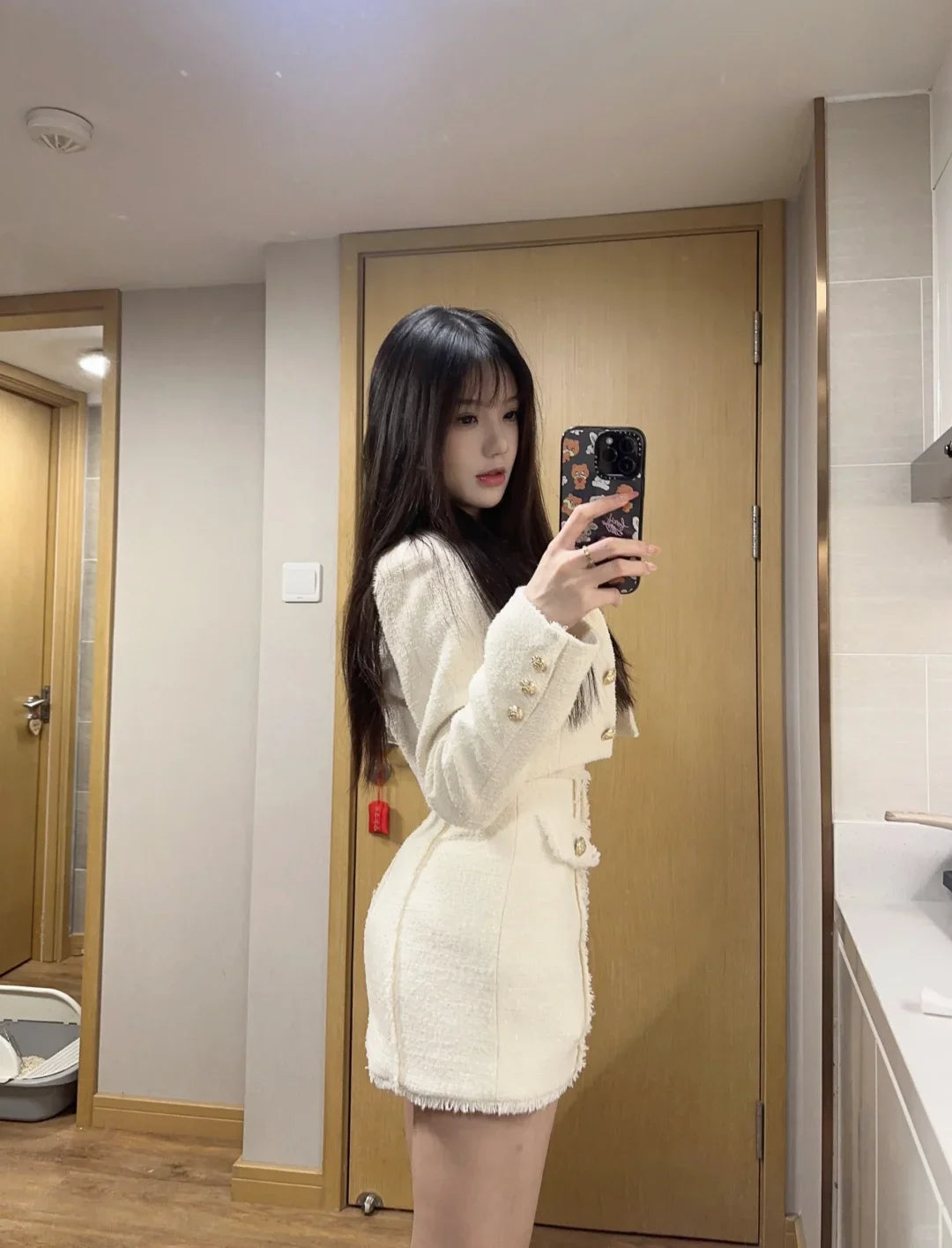 Autumn French Vintage Elegant Woman 2 Piece Set Tassel Design Coat+ High Waist Casual Dress Female Chic Korean Popular Clothes