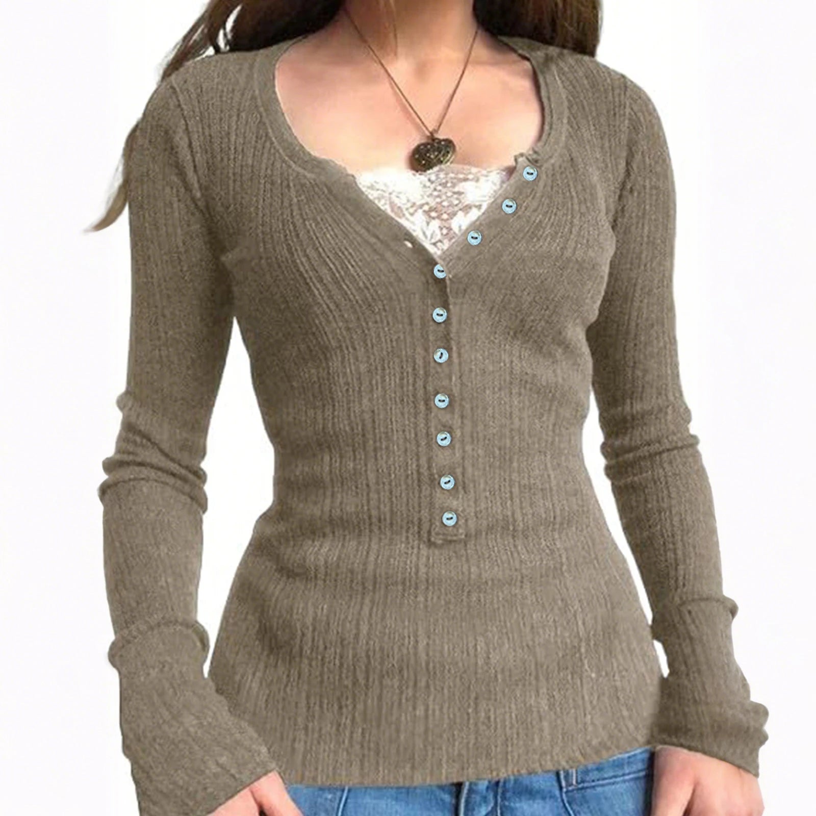 Vintage Lace Patchwork Cute Cotton Tshirts Women Korean Fashion Button Fairy Grunge Y2K Clothes Casual Spring Autumn Retro Tops