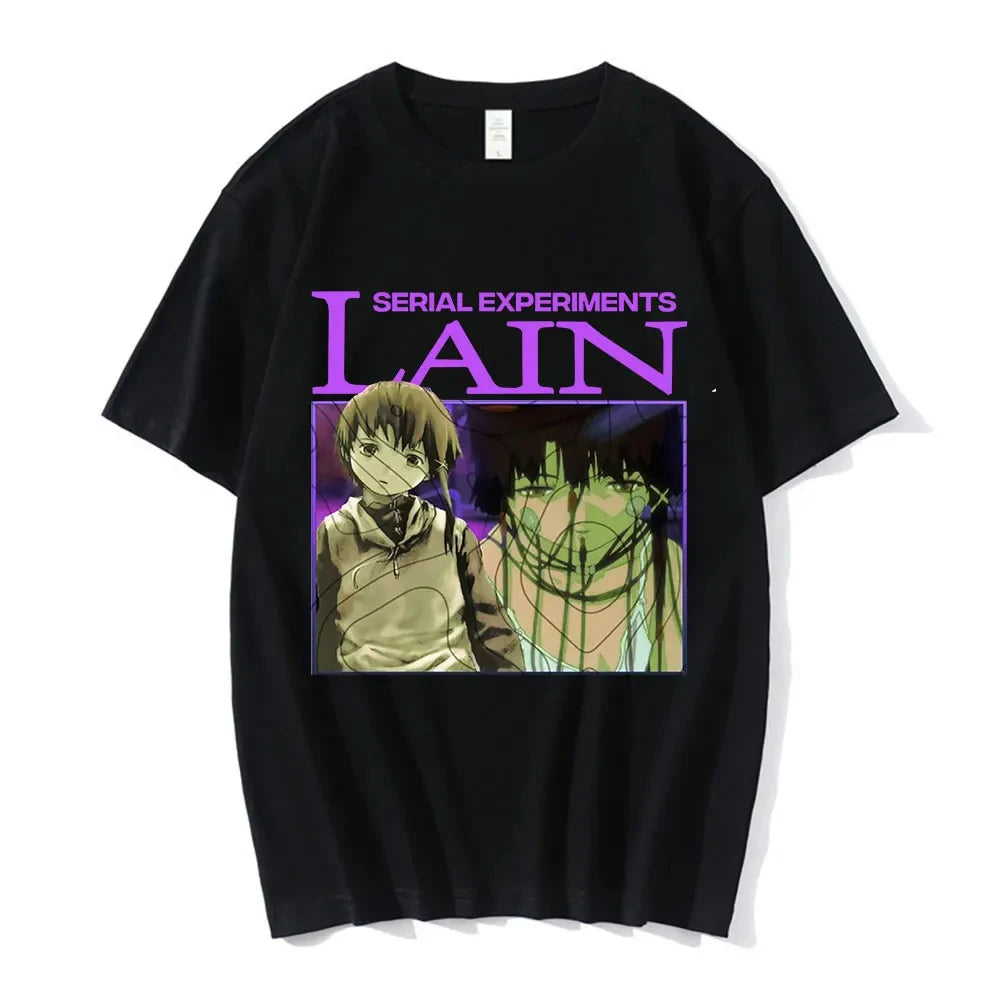 Anime Serial Experiments Lain T-Shirt Men Women Graphic T Shirts Unisex Iwakura Manga Girl Sci Fi Short Sleeve Tee Tops 62463